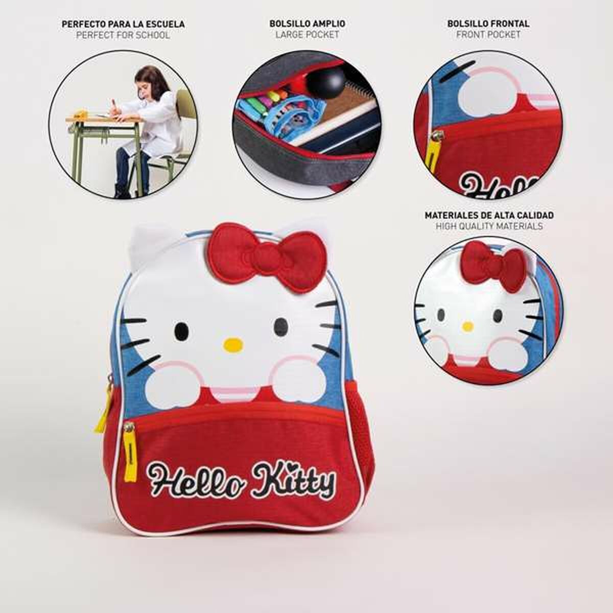 Skoletaske Hello Kitty Blå